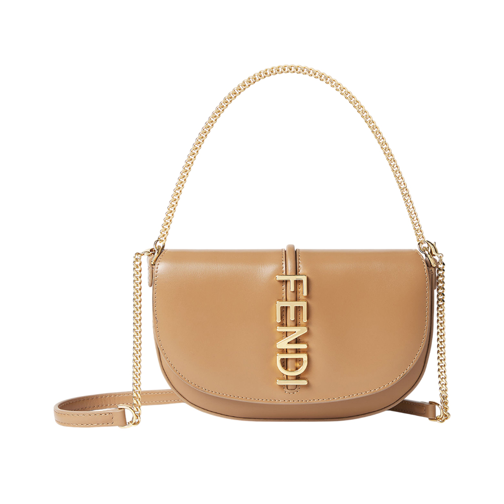 Fendi F'graphy Wallet On Chain Leather Cappuccino Ghw