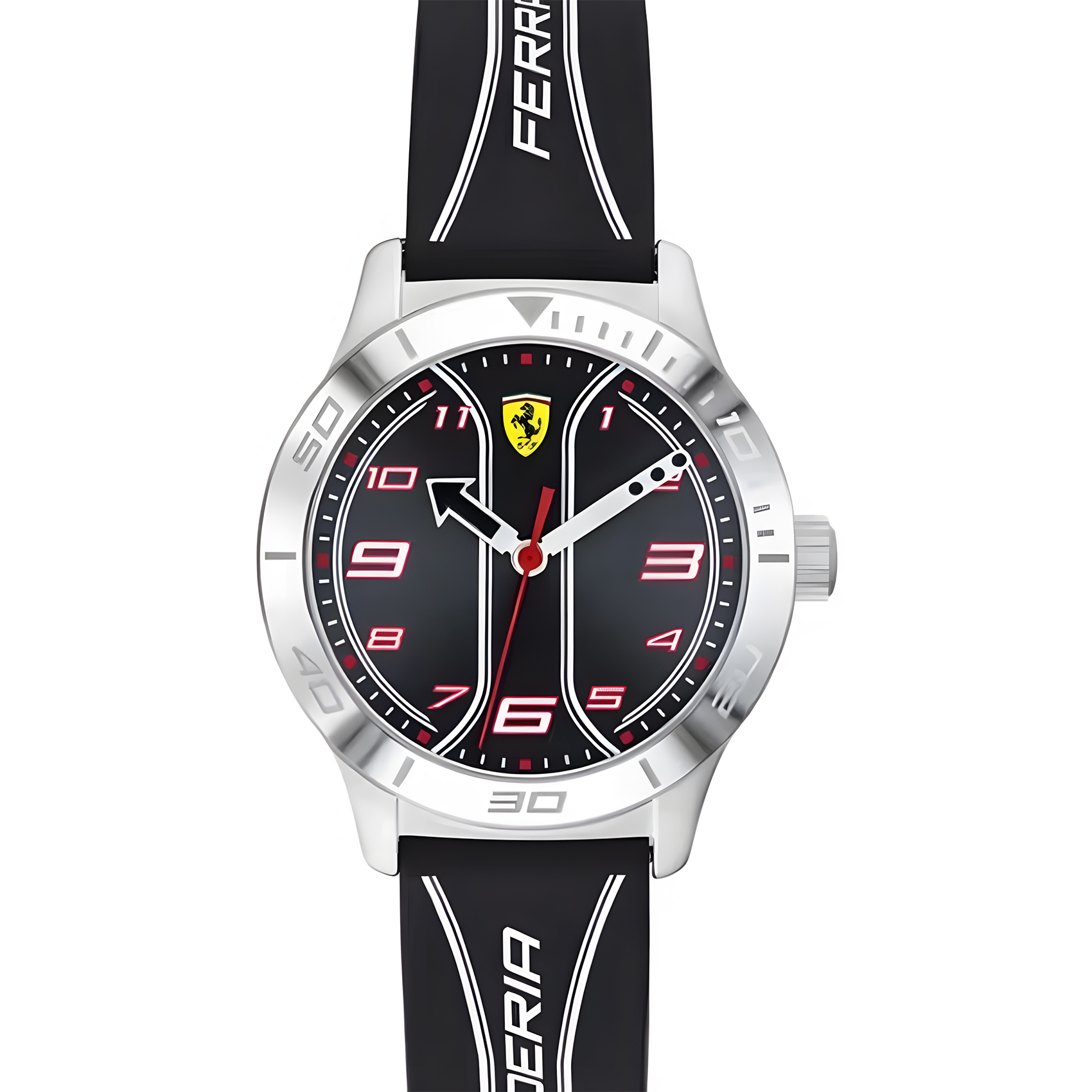 Ferrari - Jam Tangan Quartz Analog Anak Pria - Black Round Dial Kid's Watch - 0810024