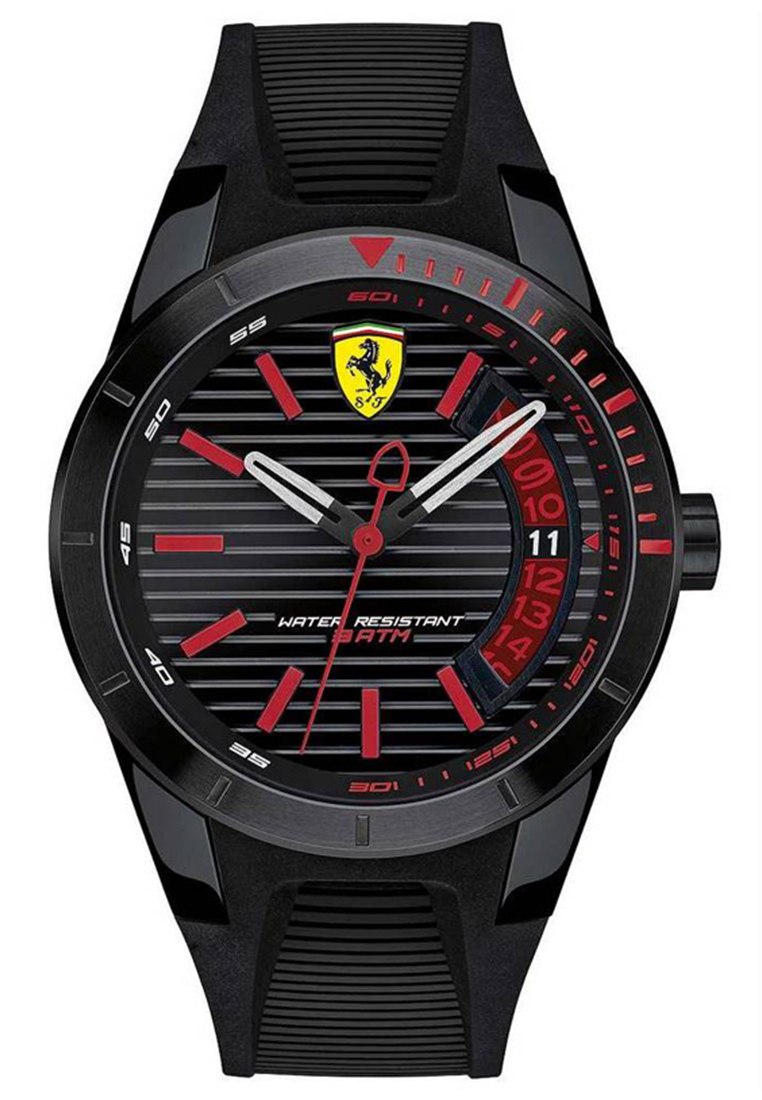 Ferrari Scuderia 0830428 - Jam Tangan Sports Pria - Black Red - Rubber Strap