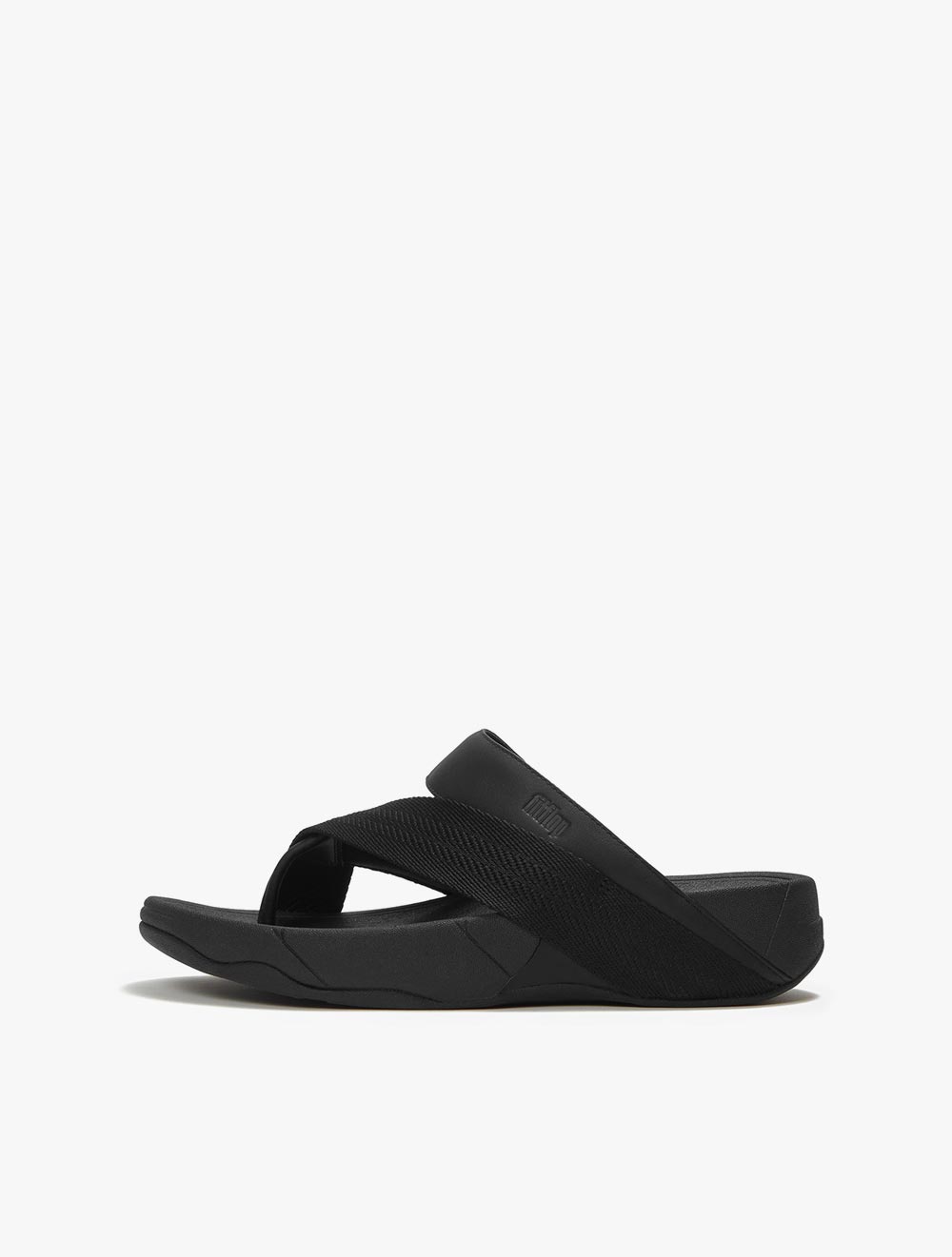 Fitflop Sling Mens Leather/Webbing Toe-Post Men's Sandals - Black