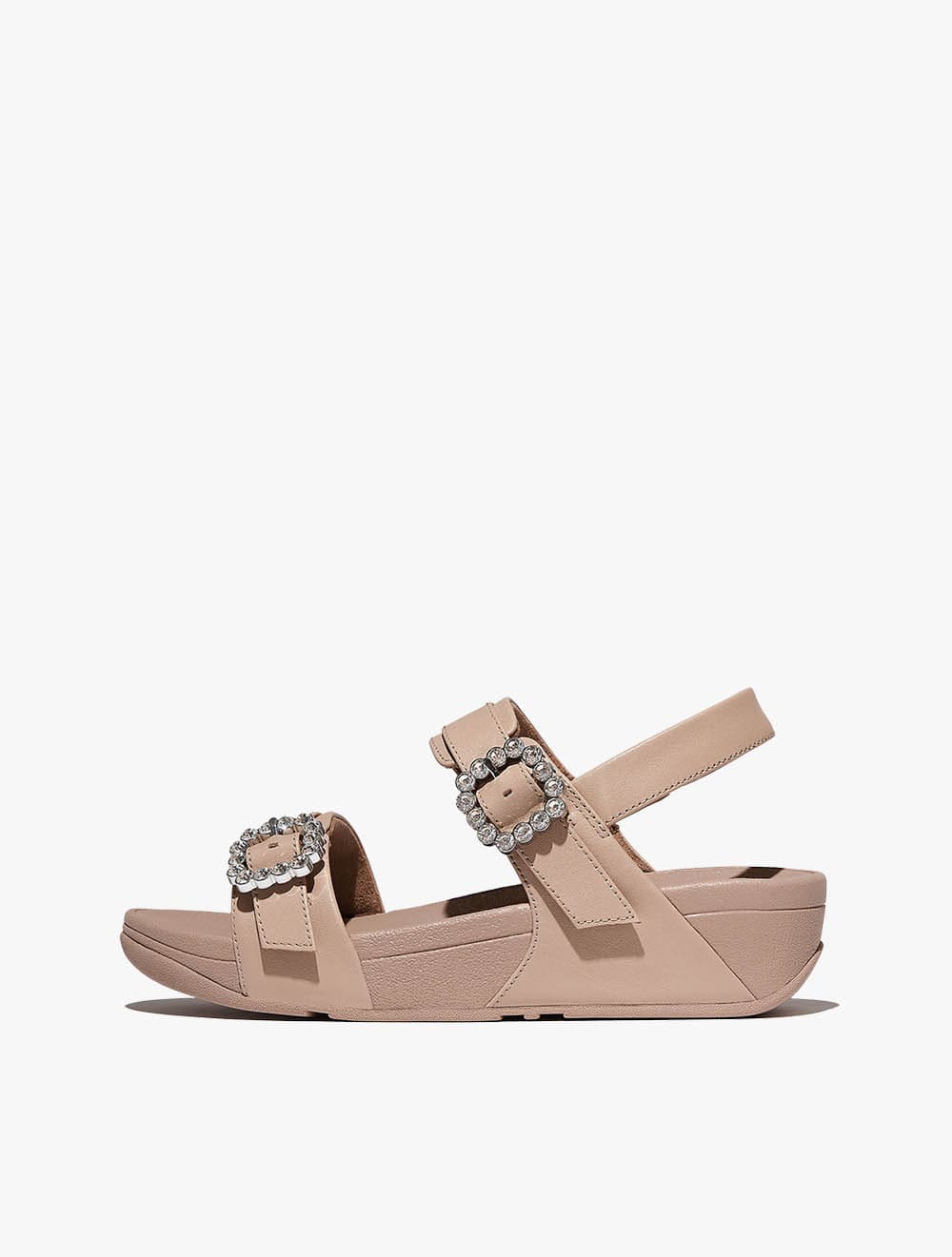 Fitflop Lulu Crystal-Buckle Leather Back-Strap Sandals - Classic Beige