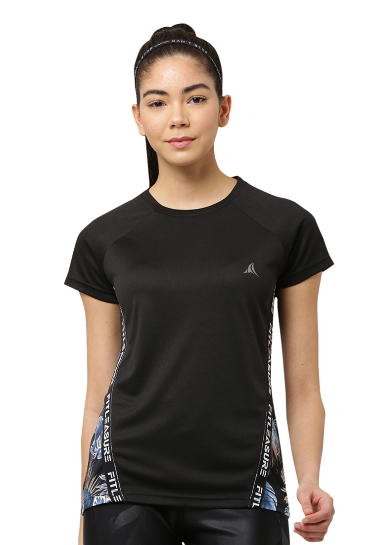 Fitleasure Kaos Olahraga Wanita  Sablon Hitam