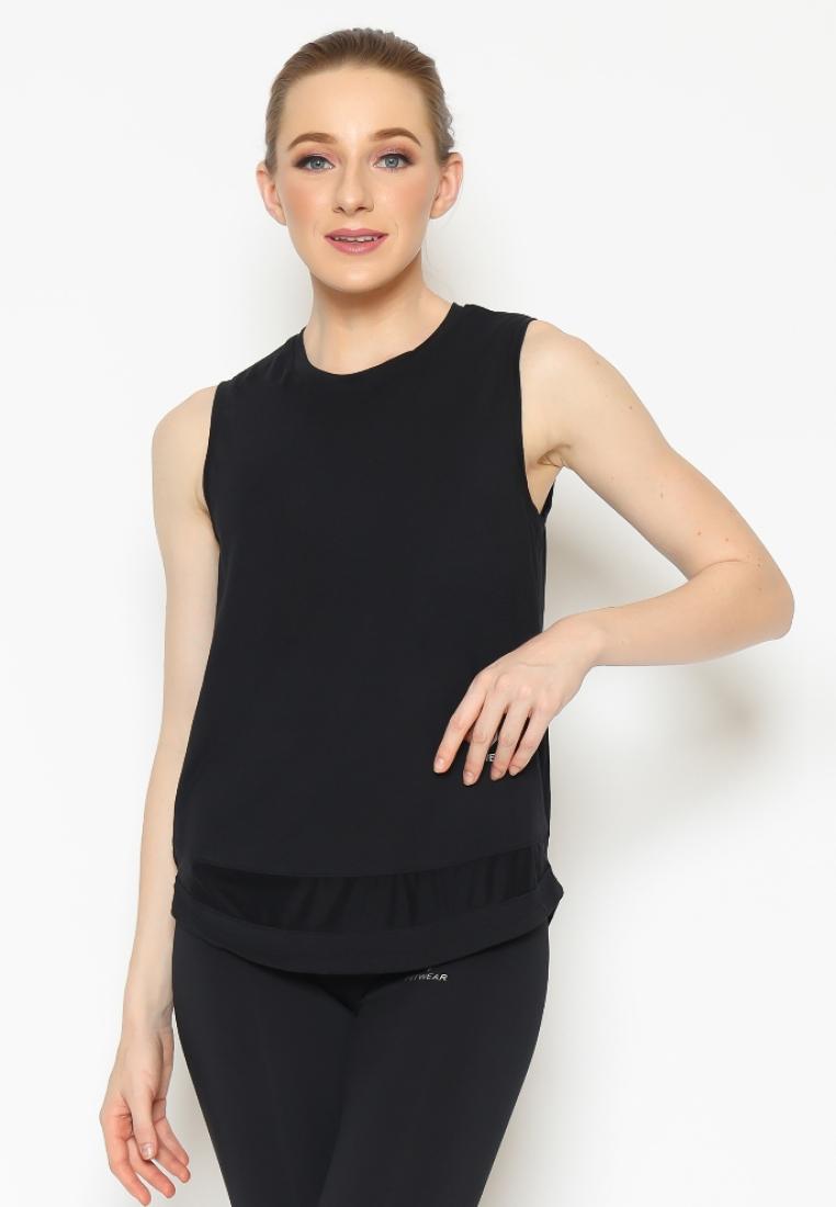 Fitwear - Tanktop Olahraga Wanita YENA MESH MUSCLE TEEE - BLACK