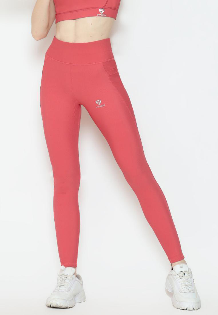 Fitwear - Legging Olahraga Wanita GALGADOT [LEGG RIBB] - PINK PUNCH