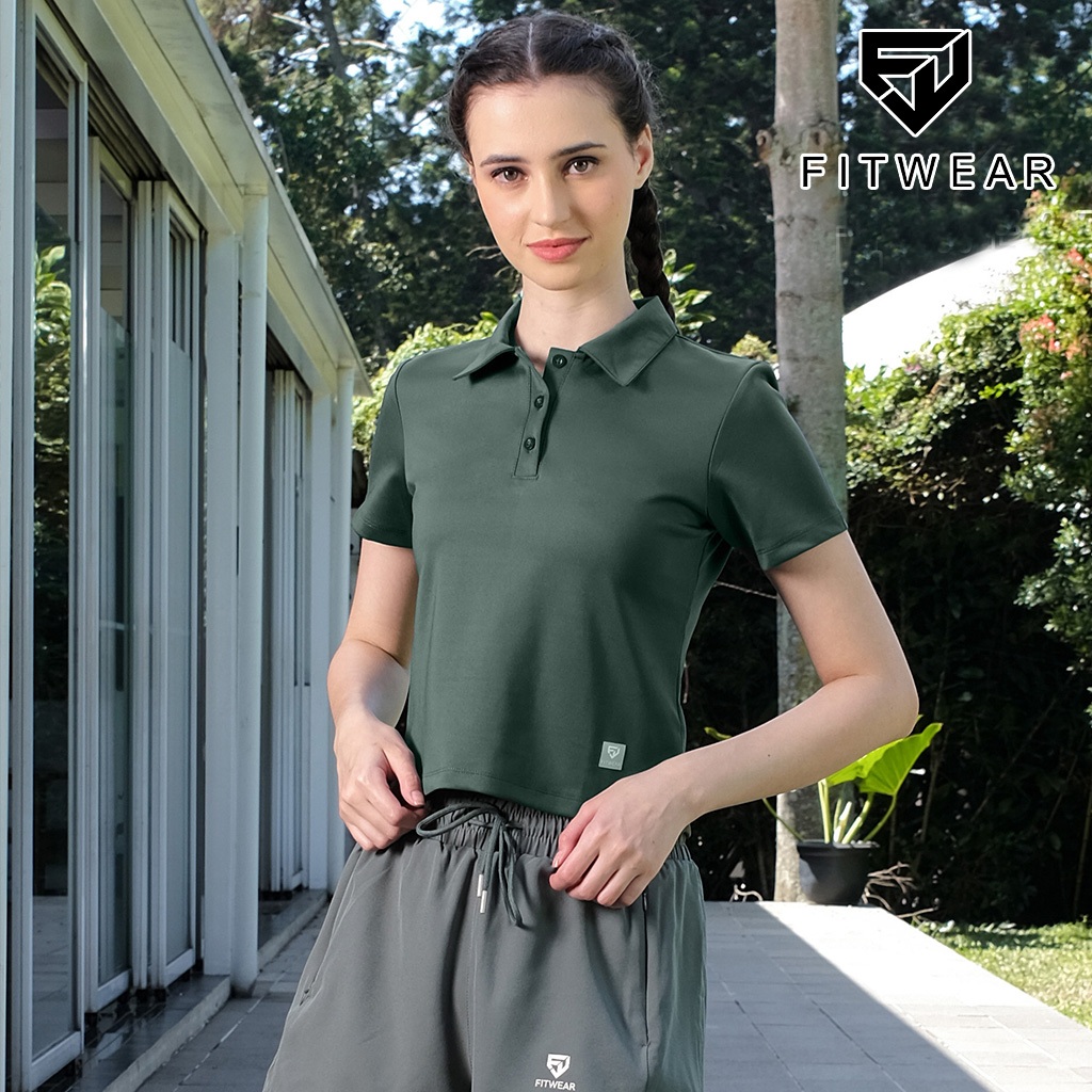 Fitwear Kaos Olahraga Padel Tennis Wanita OPHELIA SHORTSLEEVE POLO SHIRT - HUNTER GREEN