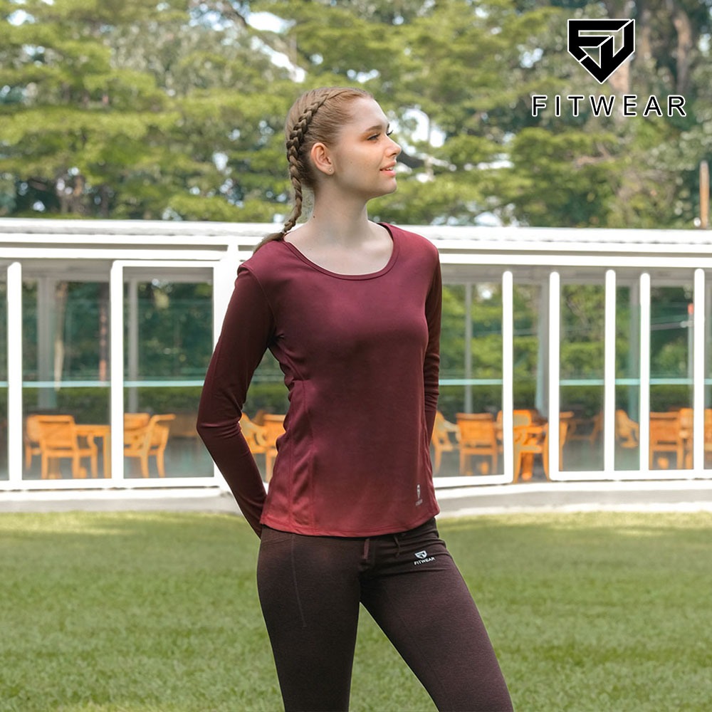 Fitwear - Kaos Olahraga Wanita ZELDA  DRYFIT BASELAYER L/S - MAROON