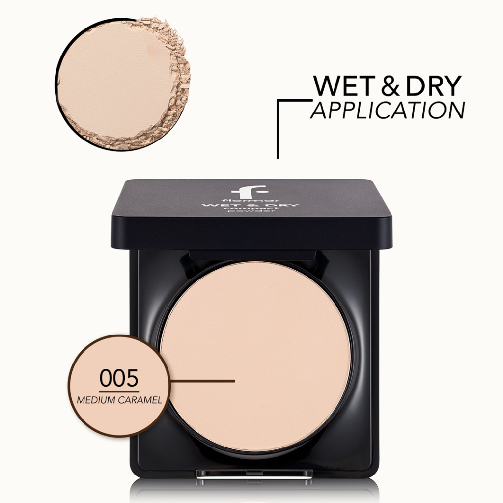 Flormar Wet & Dry Compact Powder - W08 Medium Peach | Bedak Foundation Padat Two Way Cake