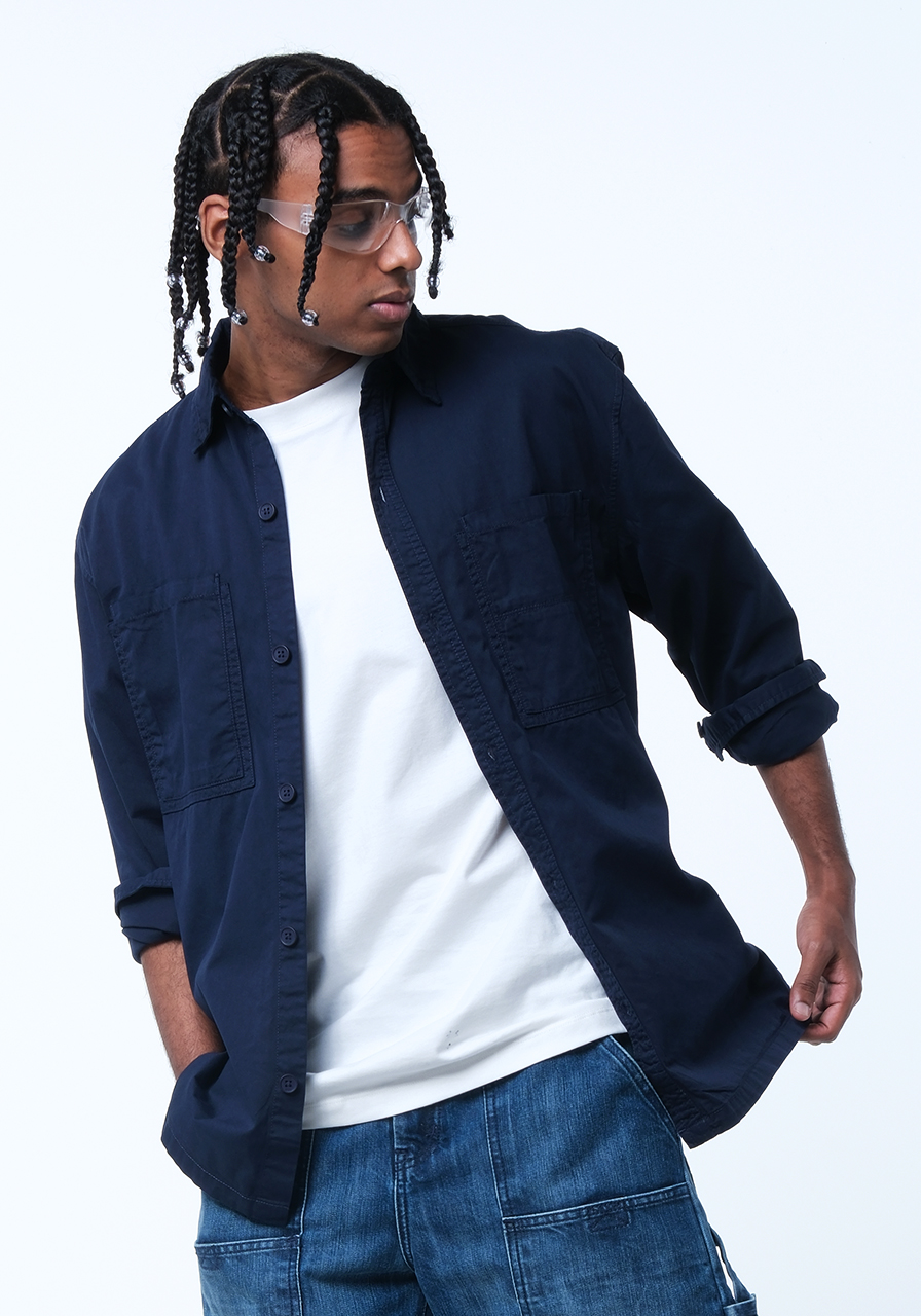 FOD Kemeja Pria Regular Jaxon Dark Navy