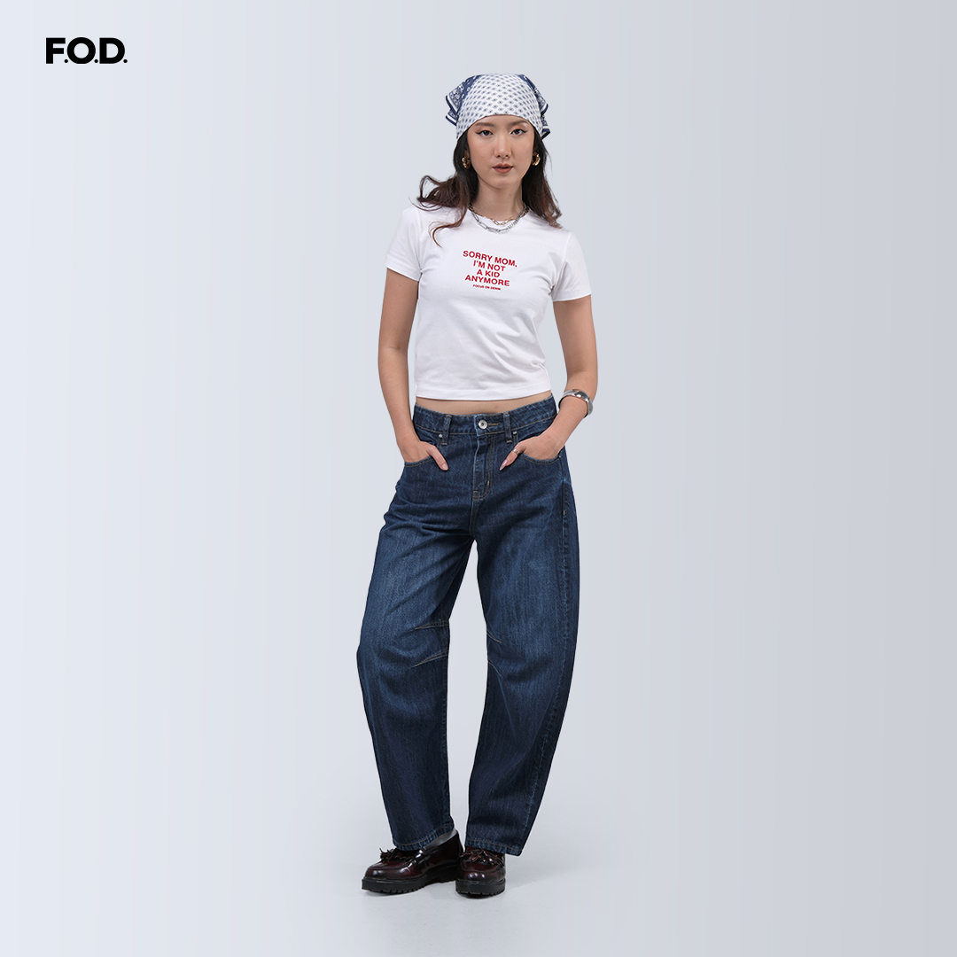 FOD Celana Jeans Wanita Barnet Barrel Dark Blue