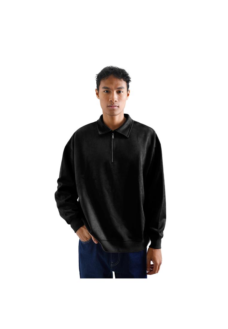 FOLX Velvet Quarter Zip Jacket Black