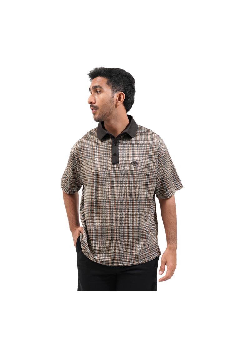 FOLX Golf Jacquard Polo Shirt Brown