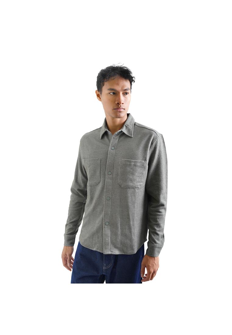 FOLX Double Pockets Snap Button Jacket Grey