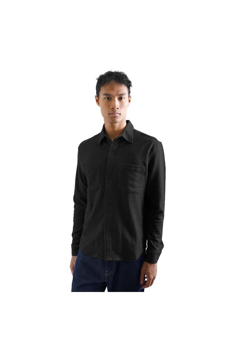 FOLX Double Pockets Snap Button Jacket Black