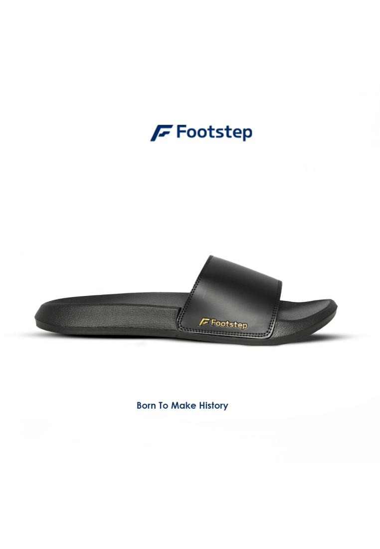 Foot Step Porto Black Sandal Pria Slide - Footstep Footwear