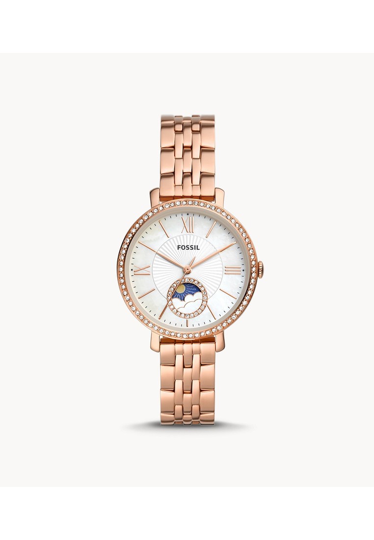 Fossil Jacqueline Sun Moon Rose Gold-Tone Jam Wanita ES5165