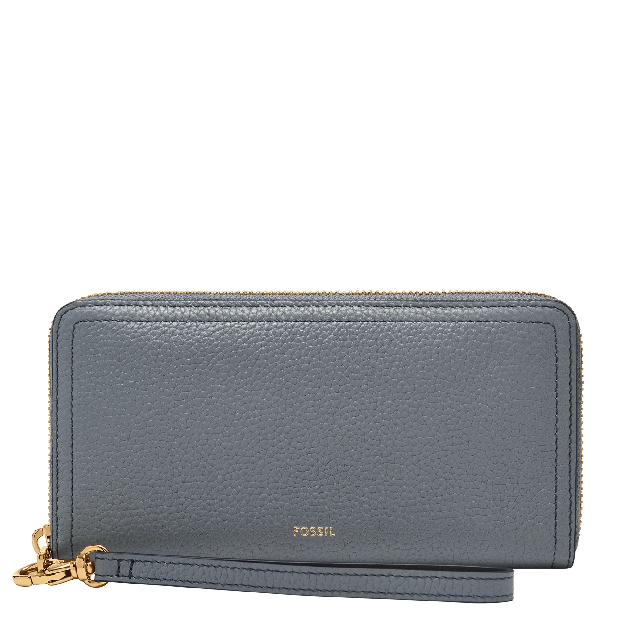 Fossil Logan RFID Zip Around Clutch Nostalgia Blue Dompet Wanita SL7831-450