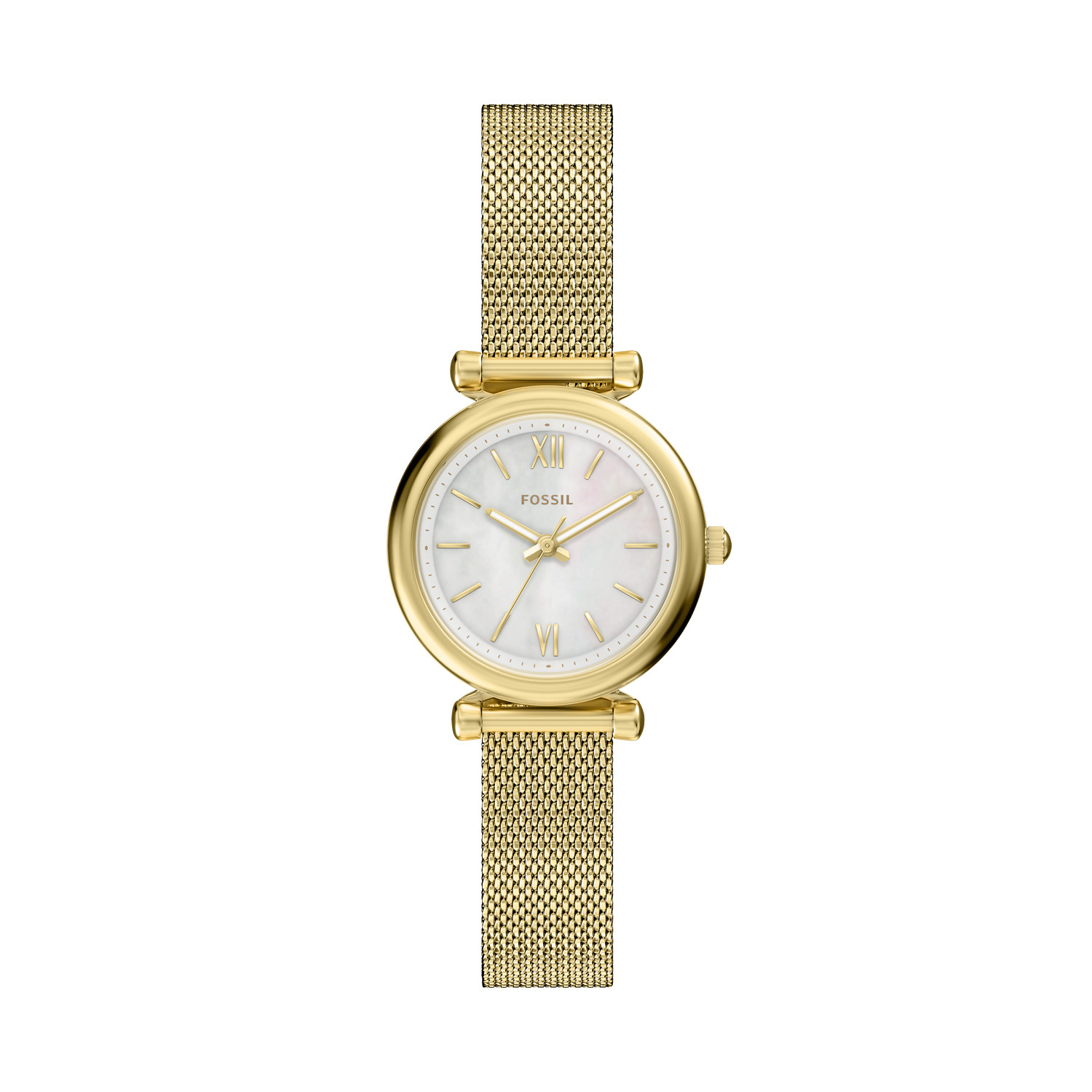 Fossil Carlie Mini Three-Hand Gold-Tone Stainless Steel Jam Wanita - ES5462