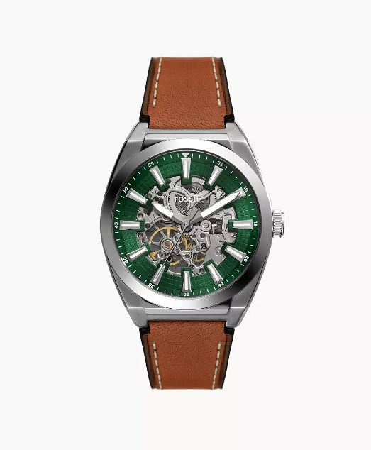 Fossil Everett Automatic Brown Leather Jam Pria - ME3261
