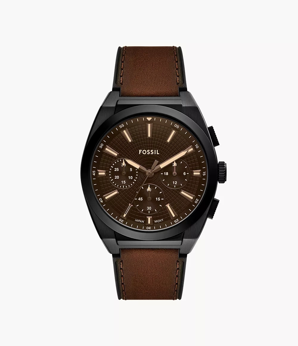 Fossil Everett Brown Leather Chrono Jam Pria 44MM FS6108