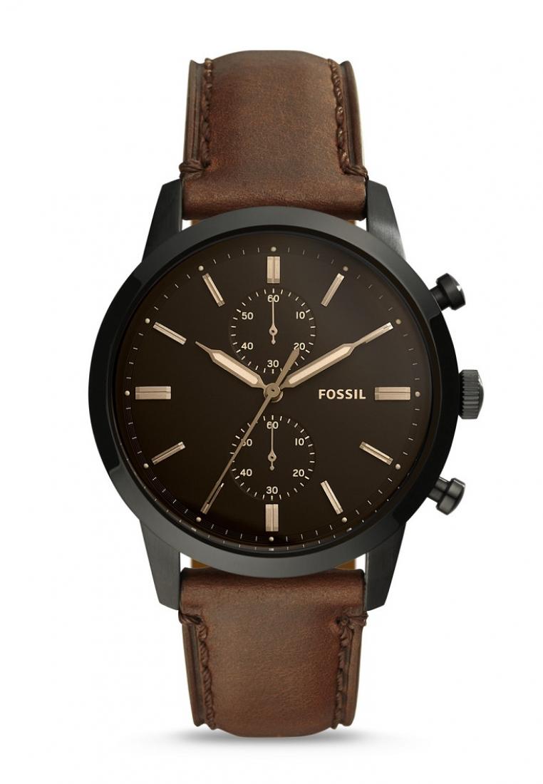 Fossil Townsman 44Mm Chronograph Brown Leather Watch FS5437