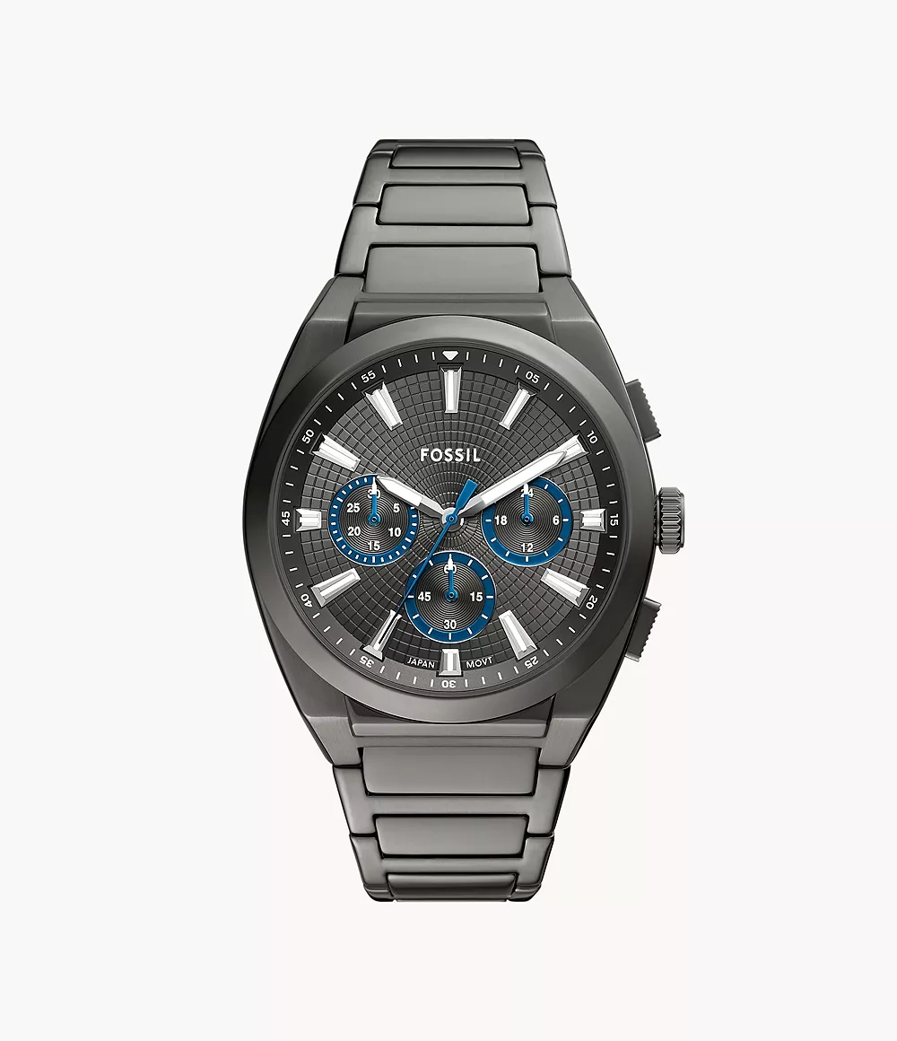 Fossil Analog Everett Black Chrono Jam Tangan Pria 44MM FS6107
