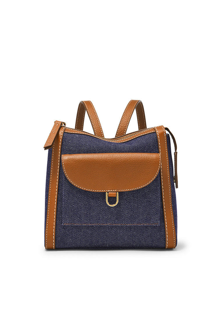 Fossil Parker Mini Backpack Saddle Denim Leather Tas Wanita - ZB1922-423