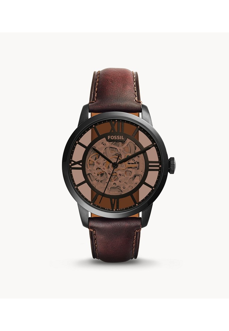 Fossil Townsman Automatic Dark Brown Leather Jam Pria - ME3098