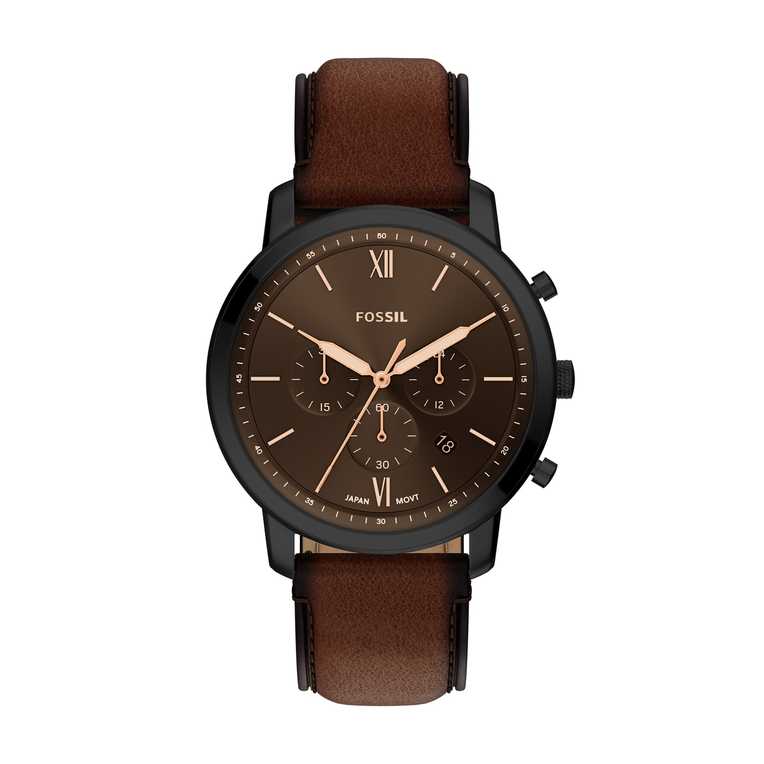 Fossil Neutra Chronograph Brown Leather Jam Pria FS6163