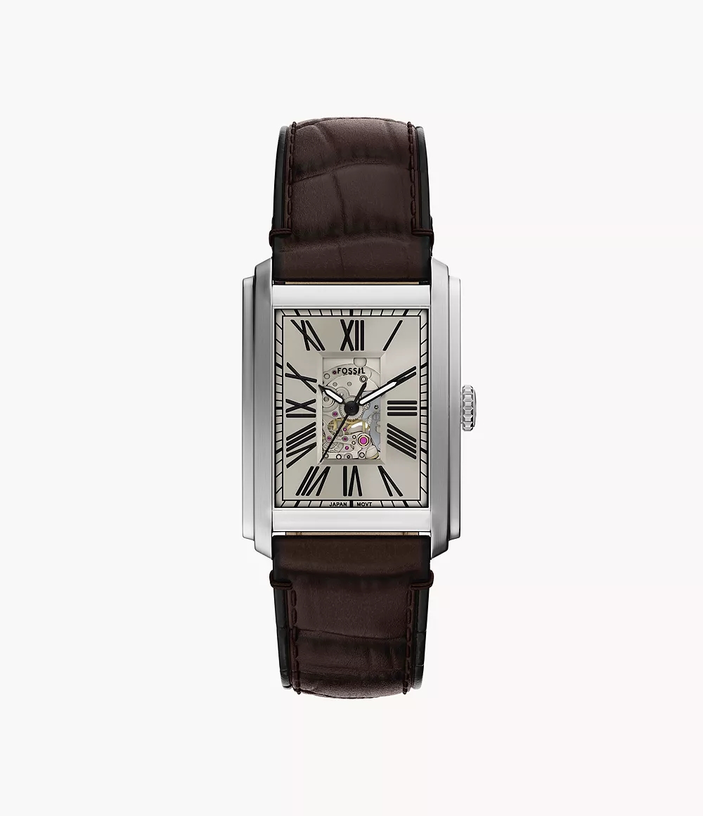 Fossil Carraway Automatic Brown Croco Leather Jam Tangan Pria ME3272
