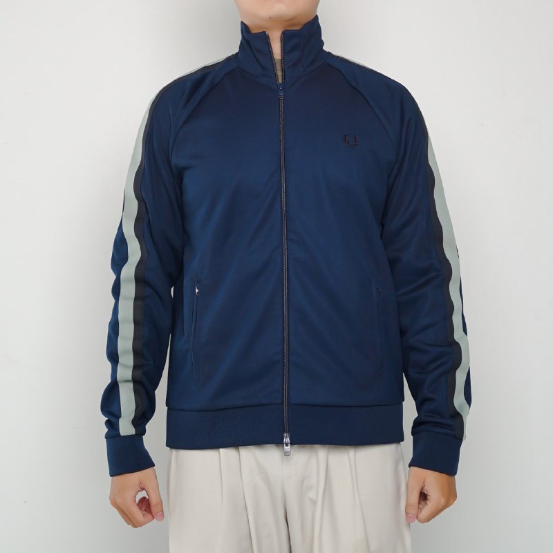 Fred Perry Jaket FRED PERRY LINE SHOULDER TOSCA BLACK NAVY ZIP TRACK JACKET 100% ORIGINAL
