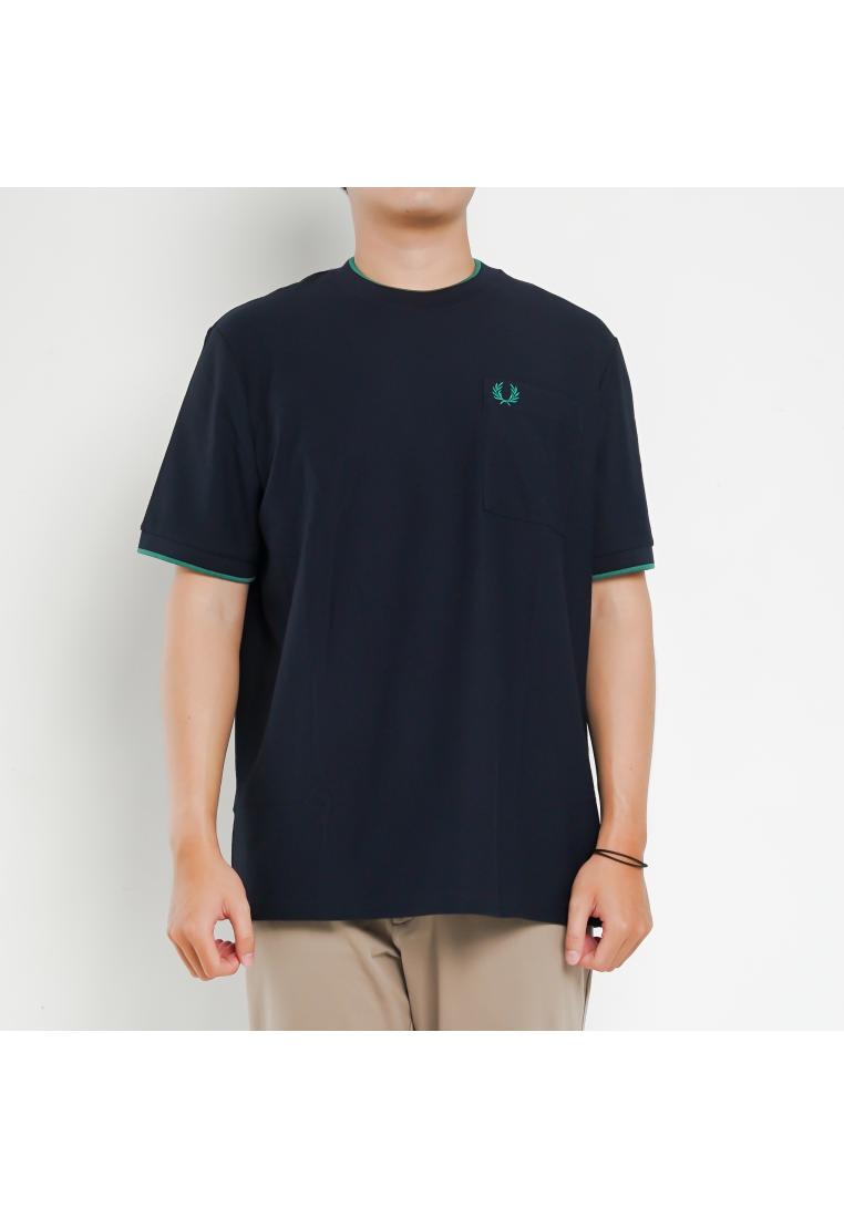Fred Perry Kaos FRED PERRY TIPPED PIQUE GREEN NAVY TSHIRT 100% ORIGINAL