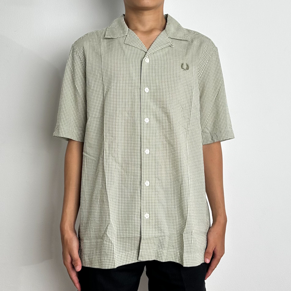 Fred Perry Kemeja FRED PERRY MICRO CHECK OLIVE GREEN SHIRT 100% ORIGINAL