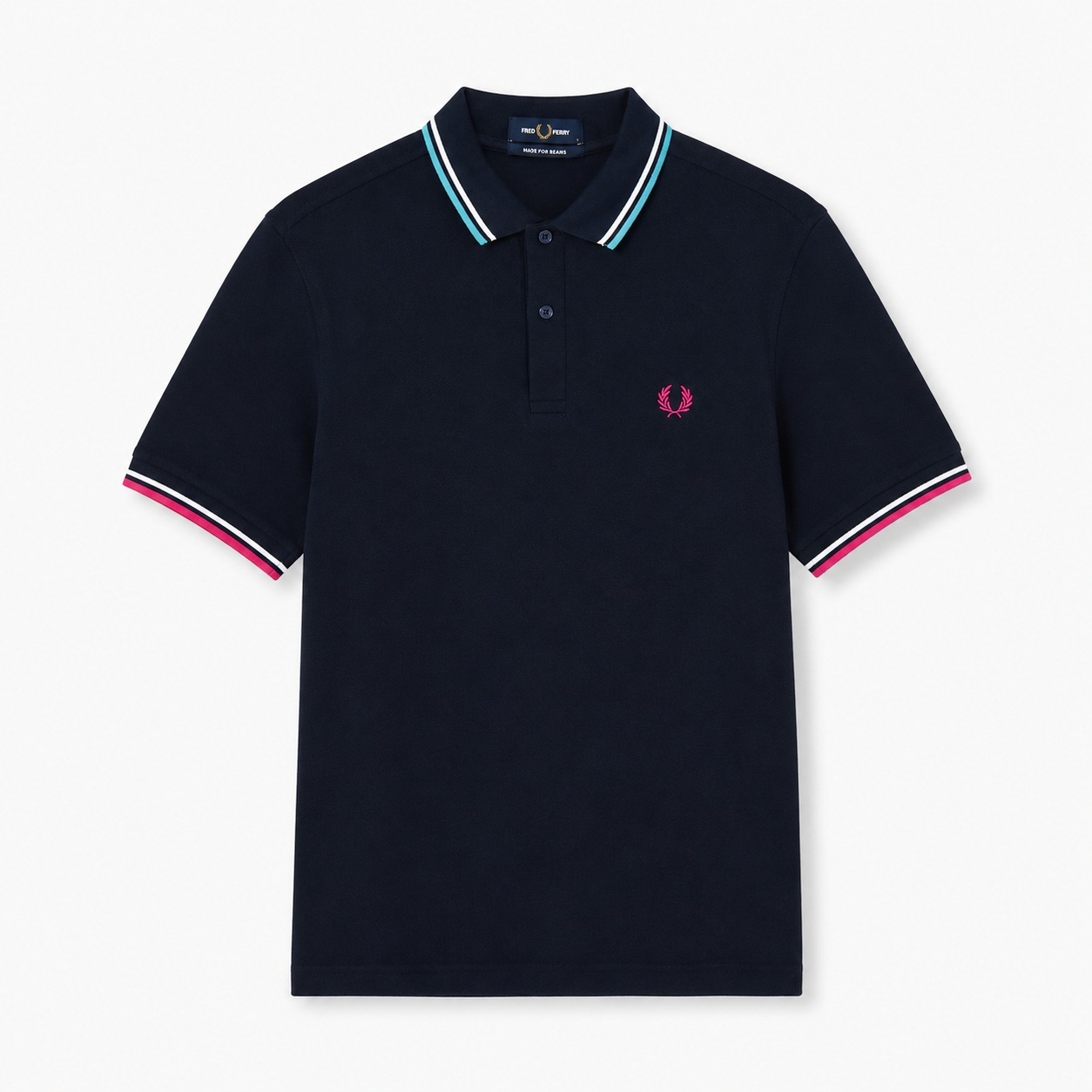 Fred Perry Polo FRED PERRY X BEAMS TWIN TIPPED MULTI RED NAVY POLO 100% ORIGINAL