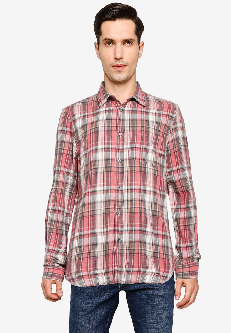 French Connection Pastel Bleach Check Shirt