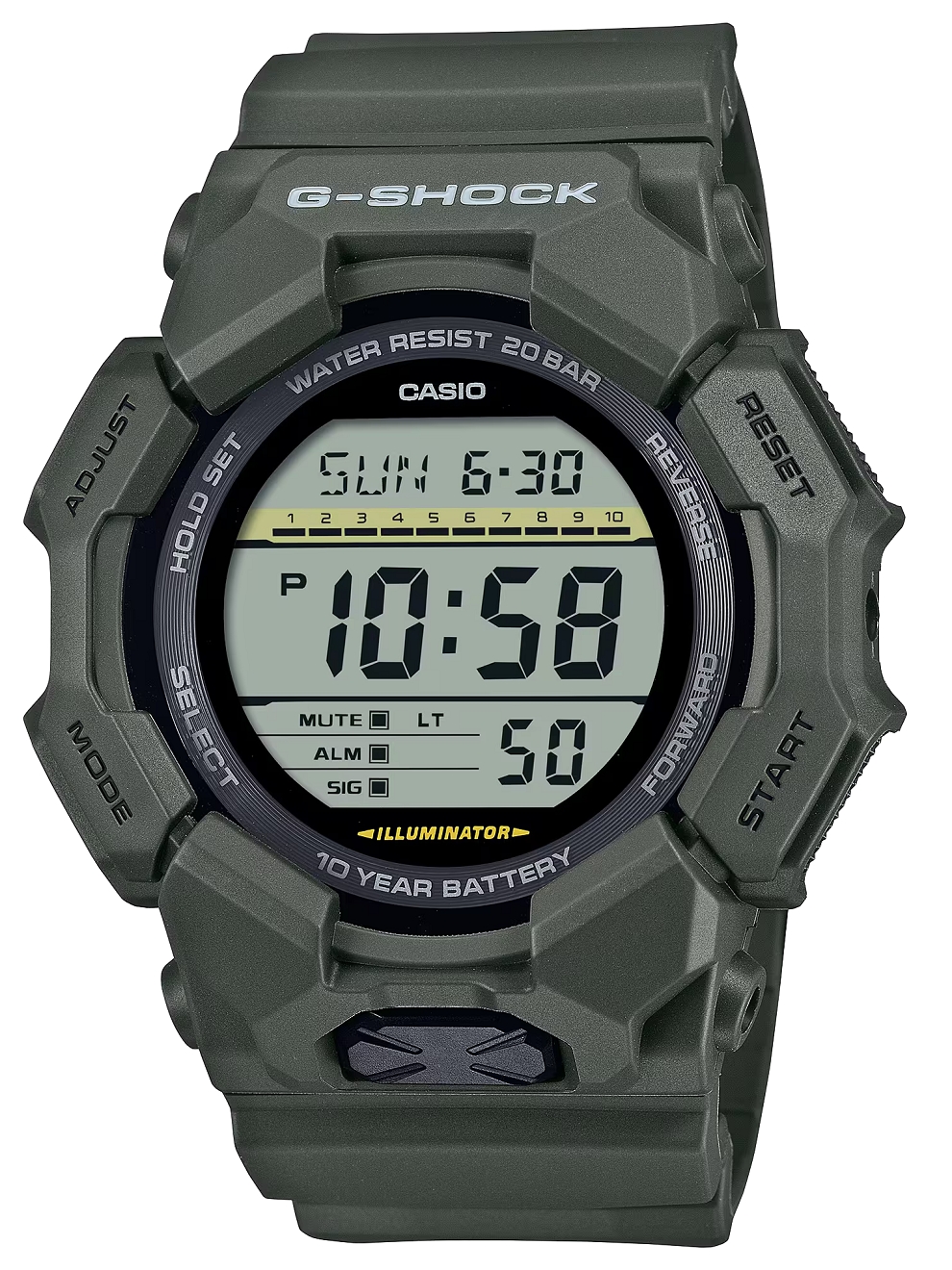 G-SHOCK Men GD-010-3D Green Digital Resin Carbon Guard