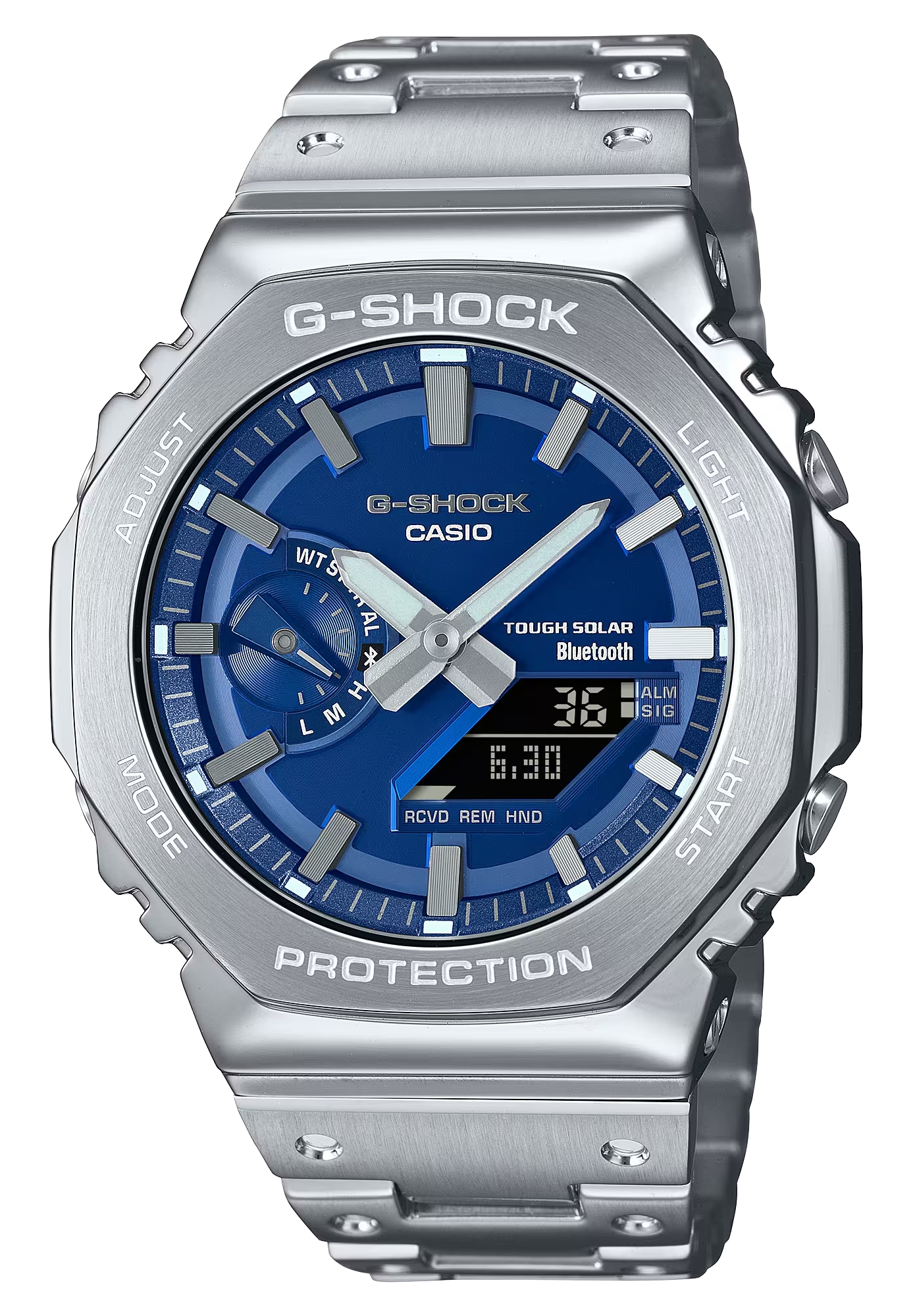 G-SHOCK Men GM-B2100AD-2A Stainless steel Metal Silver Blue Solar Powered