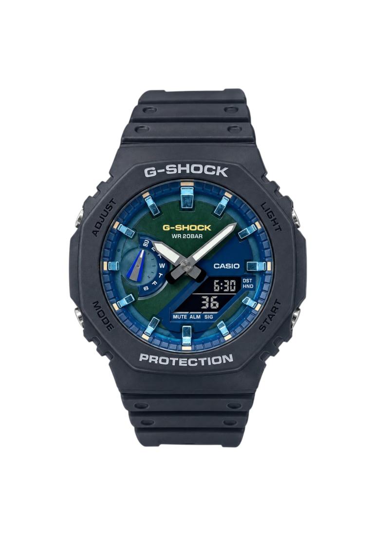 G-Shock Casio G-Shock GA-2100AS-2ADR Karet Hitam Dasar Biru Cowok