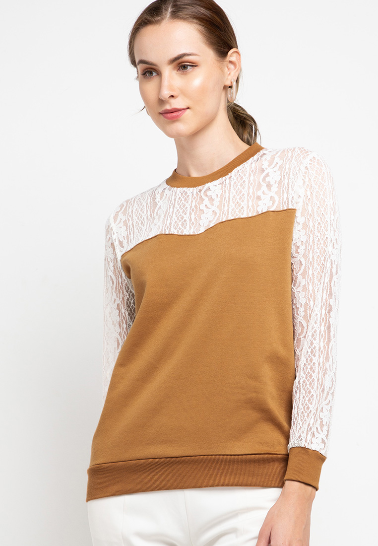 Gaff Sweater Atasan Lengan Panjang Brukat