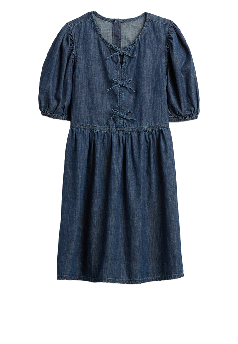 Gap Kids Denim Puff-Sleeves Dress