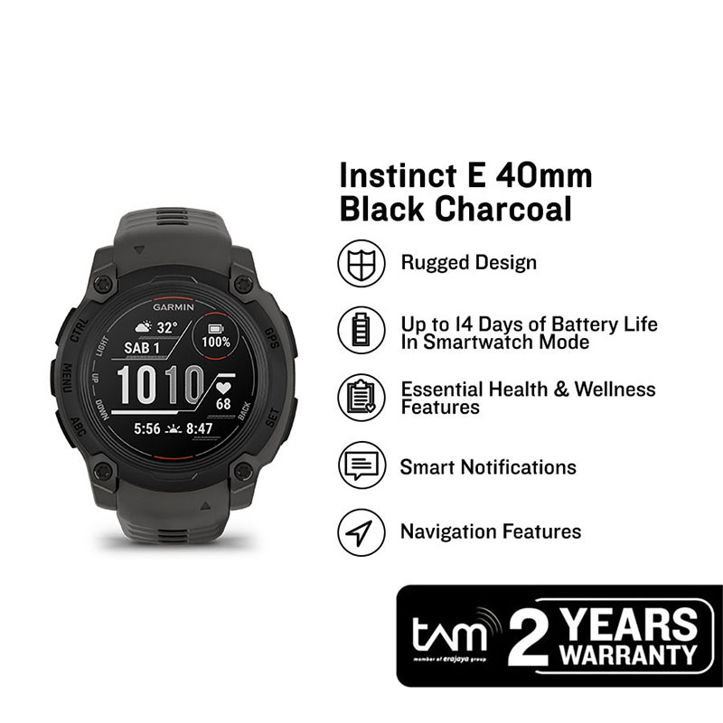 Garmin Jam Tangan Pria Garmin Instinct E 010-02932-13 Smartwatch Rugged Outdoor GPS Digital Dial Sil