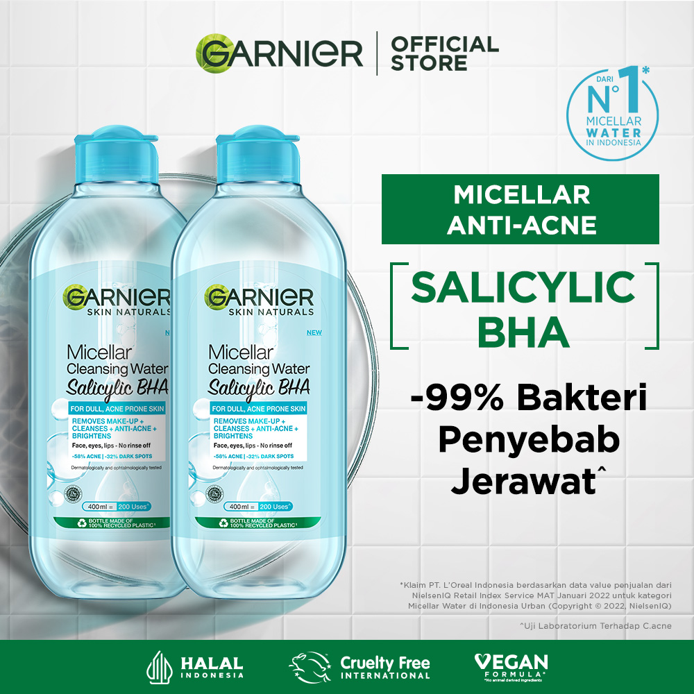 Garnier Micellar Water Salicylic Blue 400ml Twinpack