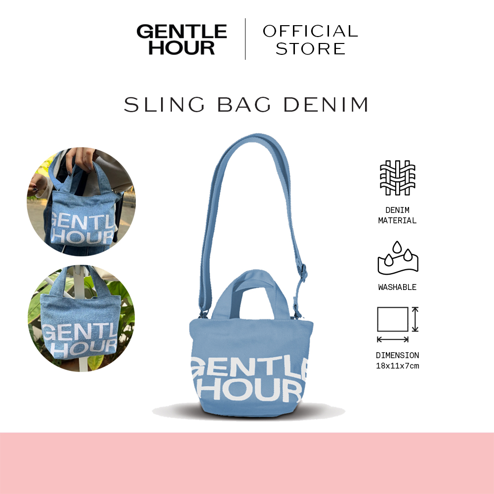 Gentle Hour Mini Sling Bag - Denim | Tas Canvas Wanita Slempang