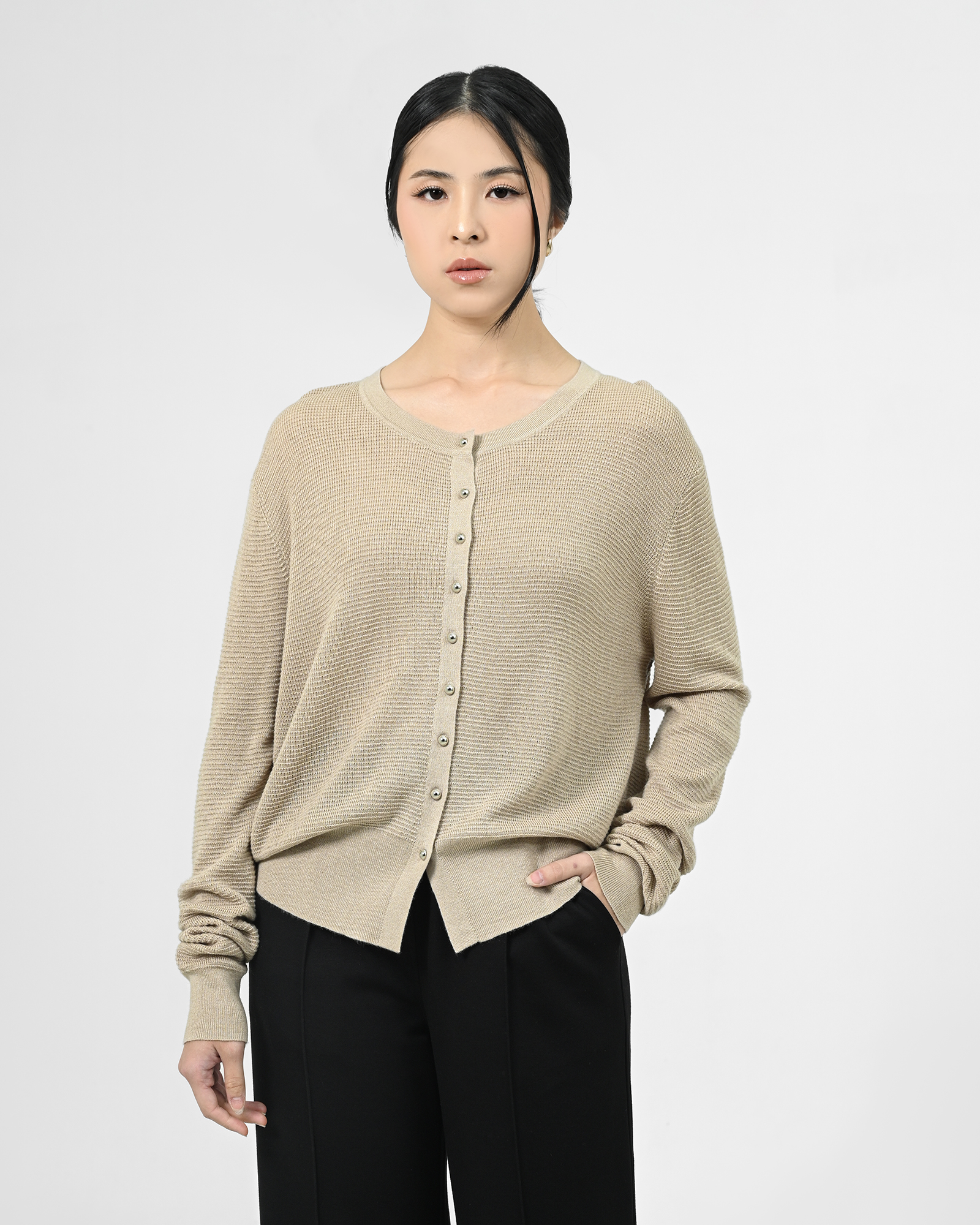 Geulis.id Velopy Knit Cardigan Khaki
