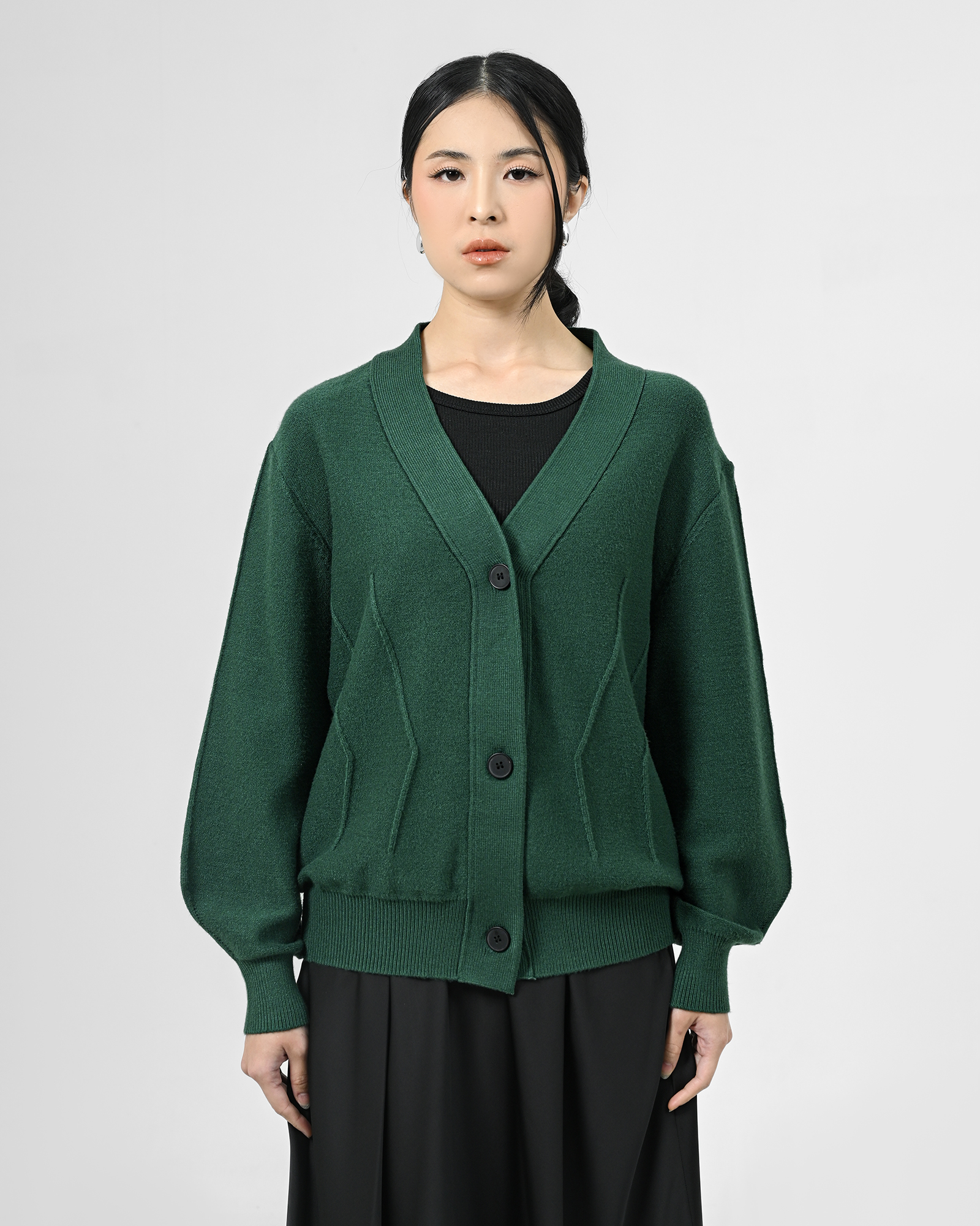 Geulis.id Eartha Knit Cardigan Emerald Green