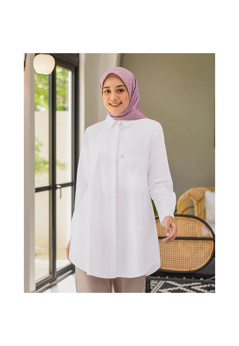 Geulis.id DAREEN SHIRT TUNIK KERJA / KEMEJA KERJA / KEMEJA ANTIKUSUT (7 warna) Top - PUREWHITE