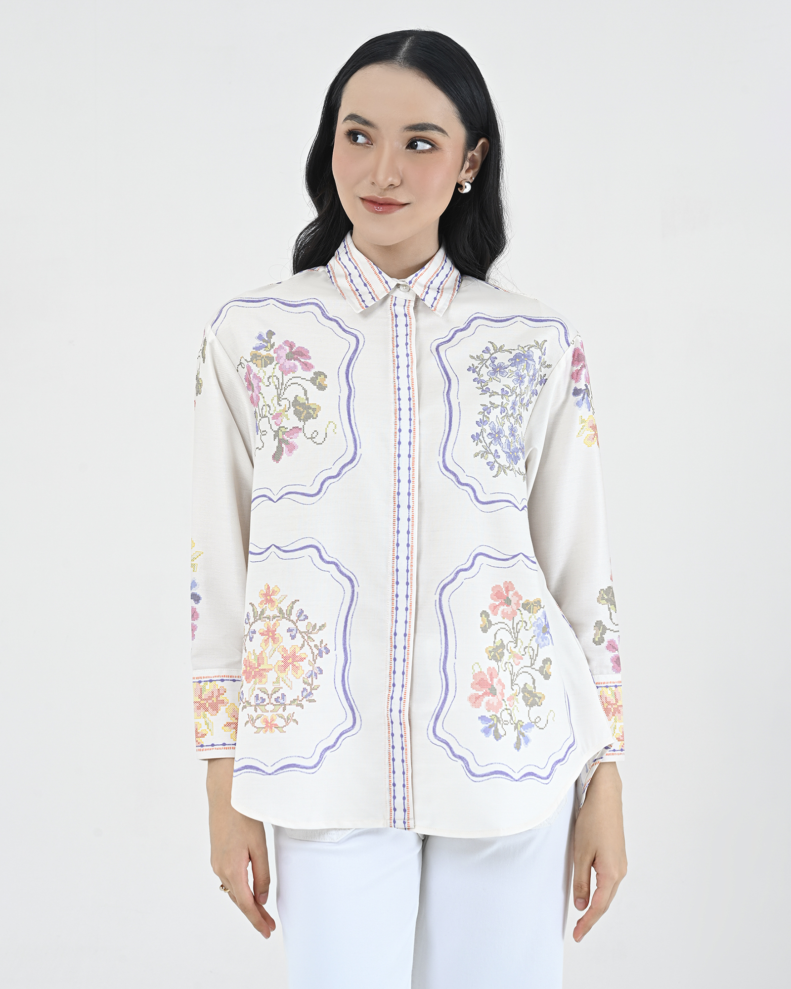 Geulis.id PIPER SHIRT CROSS STITCH - Crossstitchblue