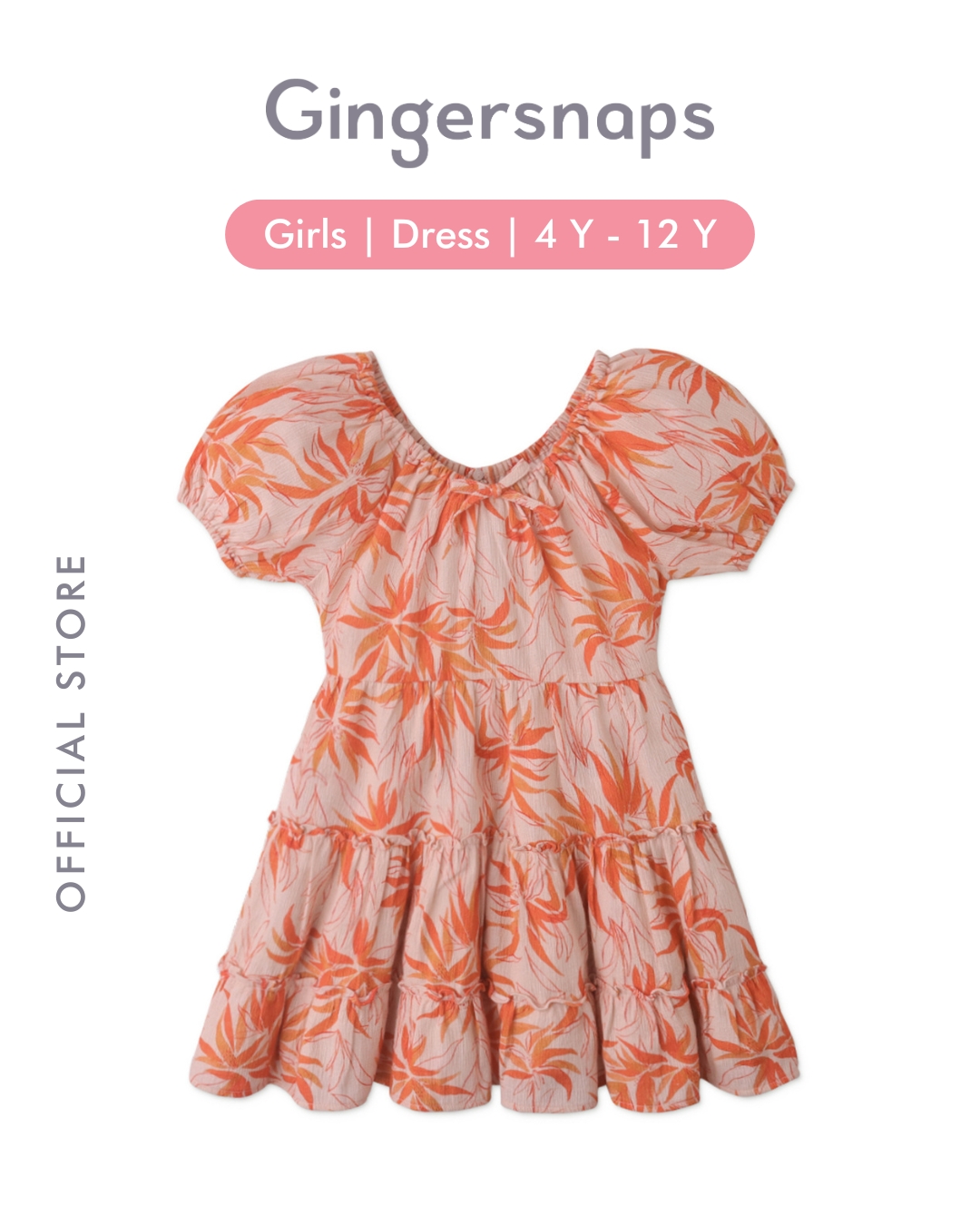 Gingersnaps Bohemian Trotter Dress Orange - Dress Anak Perempuan (Orange)