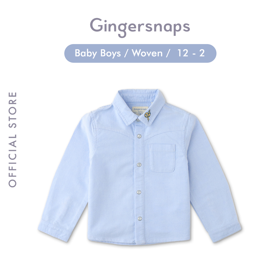 Gingersnaps Baby Winter Thrift Shop Woven - Kemeja Bayi Laki (Biru)