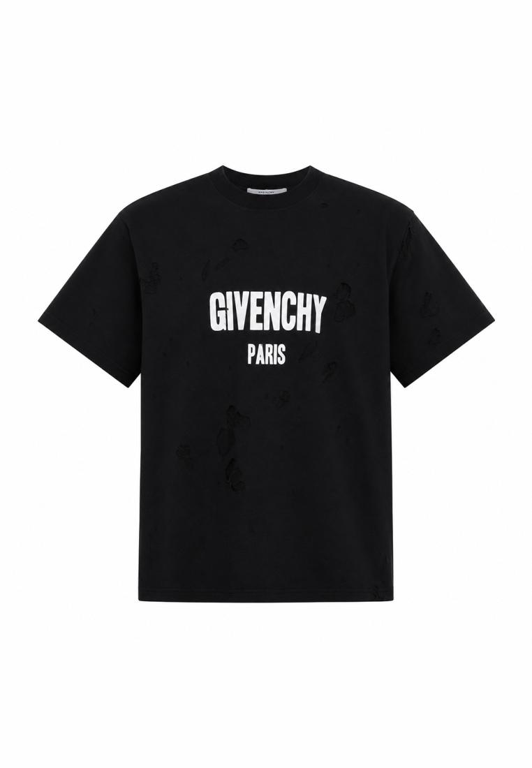 Givenchy Kaos GIVENCHY DISTRESSED SILK BLACK TSHIRT 100% ORIGINAL