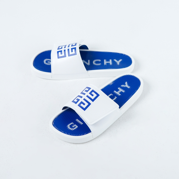 Givenchy Sandal GIVENCHY 4G LOGO BLUE WHITE VELCRO RUBBER SLIDE 100% ORIGINAL